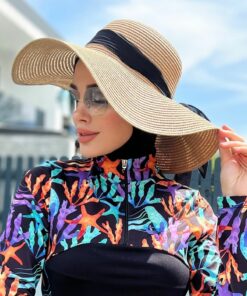 کلاهی حصیری با جزئیات روبان، رنگ شتر کد 1753755130