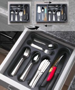 سازوکار کشویی قابل تنظیم برای سازماندهنده قاشق داخل کشو رنگ آنتراسیت کد 1753567872