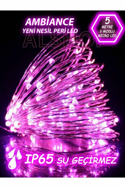 چراغ LED صورتی ۵ متری با ۵۰ لامپ، نسل جدید ۳ مداله. کد 1753584069