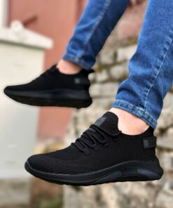 کفش ورزشی سبک مردانه با بافت مشکی کد 1753627327