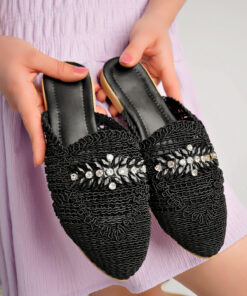 sandalias de mujer con piedra, cierre delantero, tejido de encaje, diario. کد 1753611725