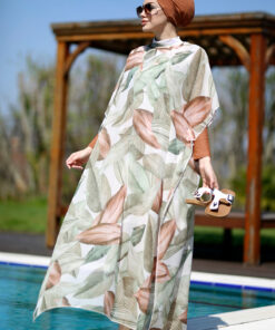 کاپشن حجاب با طرح برگ نرم شماره ۴۳۰-۵۵۱ کد 1753755133