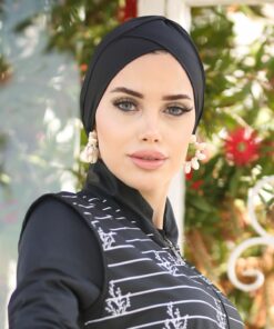 کلاه شنا دوطرفه مشکی R-1009 با طرح کراس و جمع‌شونده کد 1753760532