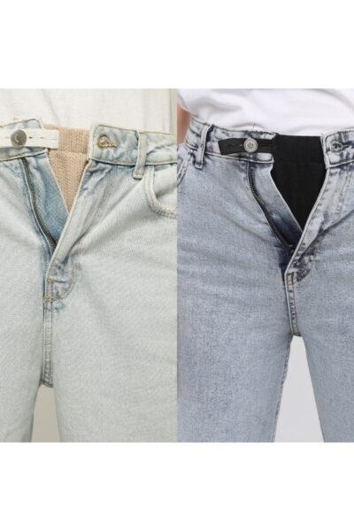 شلوار با دکمه تراز و گسترش‌دهنده کمر، بسته دو عددی: ۱ مشکی و ۱ بژ. کد 1753846988