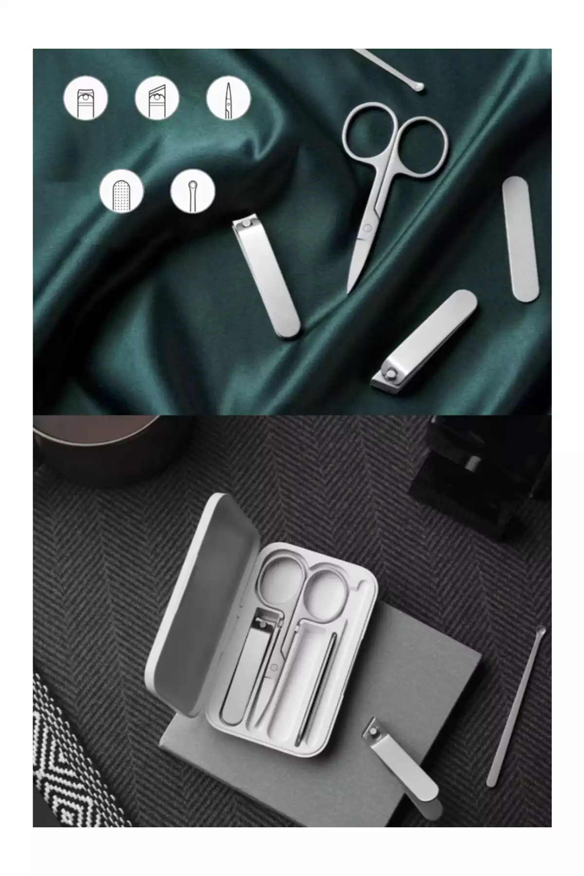 قیچی مراقبت ناخن ست مانیکور پدیکور فولادی ضد زنگ 2عدد میجیا برند Xiaomi کد 1753786392