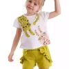 ست شلوارک تیشرت تابستانی چین‎دار دخترانه برند Denokids کد 1753823466