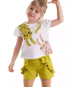 ست شلوارک تیشرت تابستانی چیندار دخترانه برند Denokids کد 1753823466