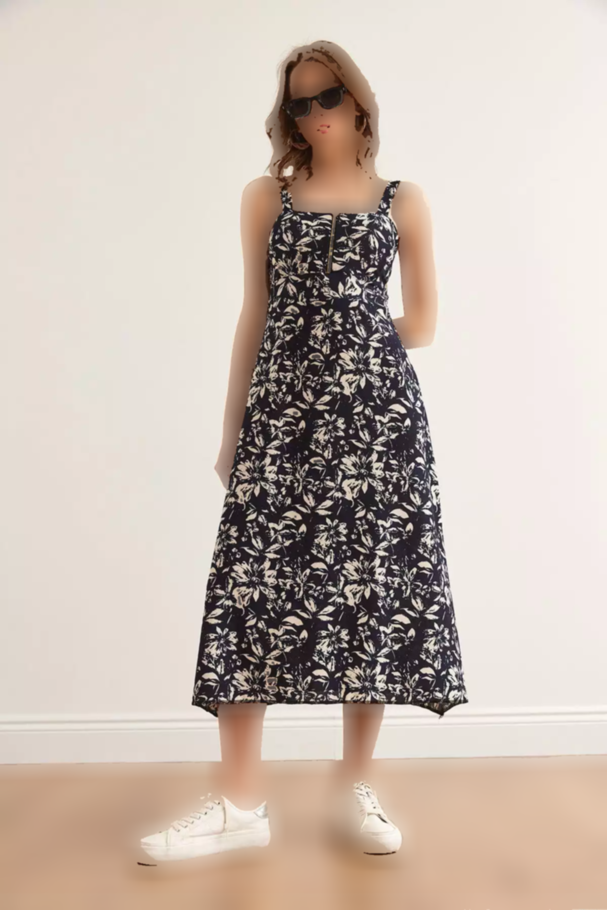 پیراهن شال بافتنی طرحدار سرمه ای زیپدار زنانه برند Olalook کد 1753669926