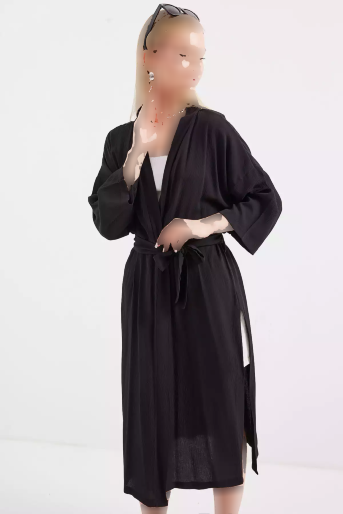 کیمونو تابستانی 5835چاک دار مشکی برند Bigdart کد 1753605671