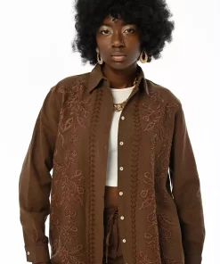 پیراهن برش گشاد کار شده گلدوزی جلو زنانه برند Orfeo Negro کد 1753425188