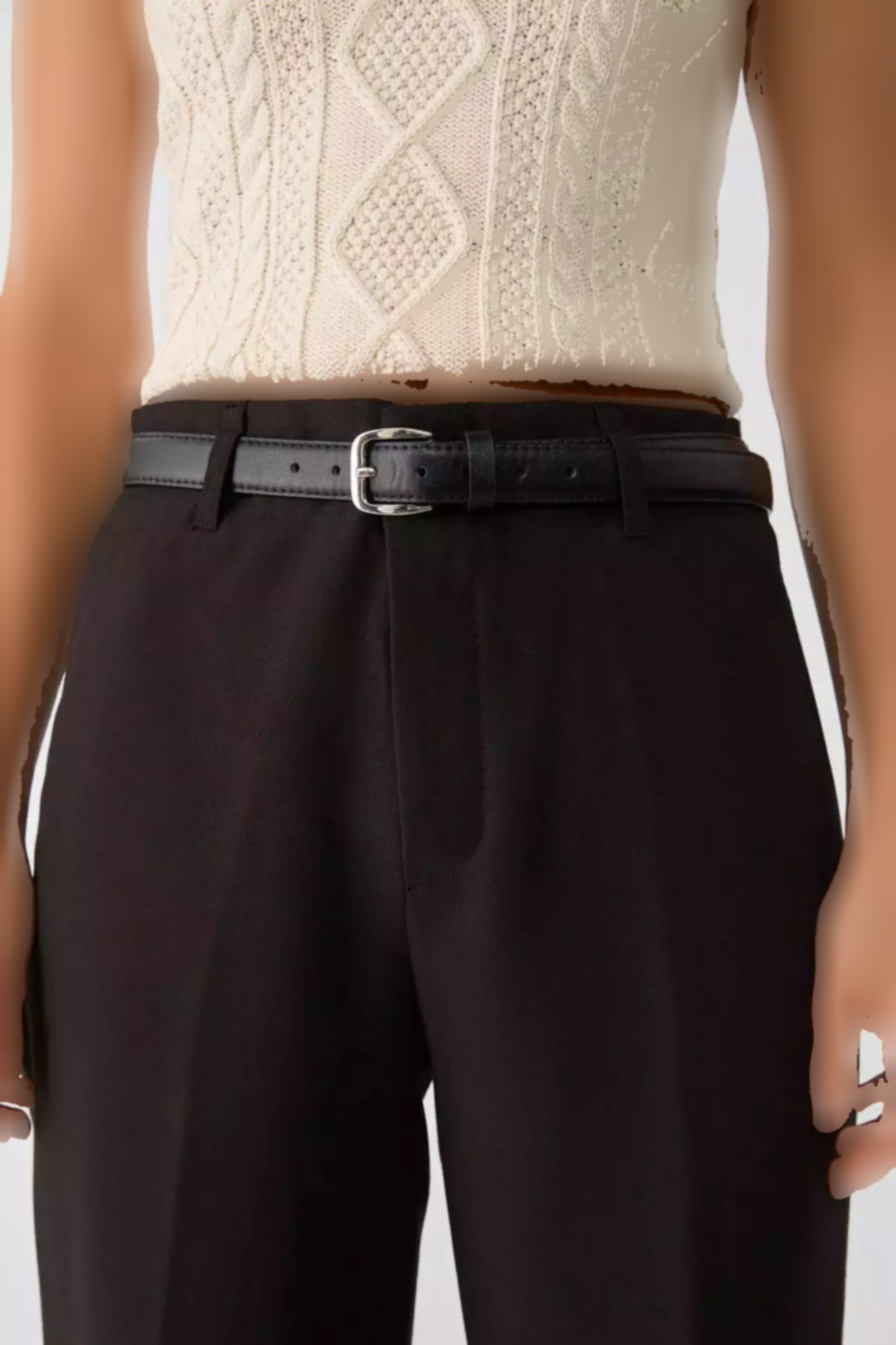 پارچه صاف کمربنددار شلوار راحت برند Stradivarius کد 1753361484