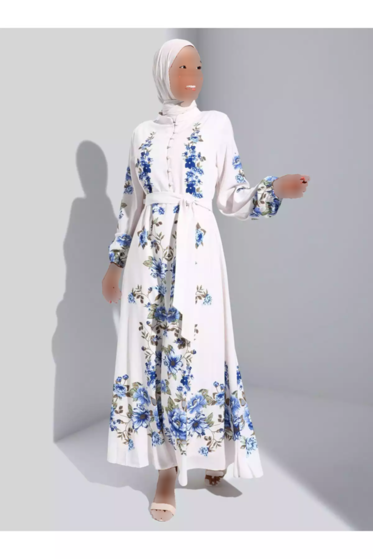 پیراهن یقه طرحدار بژ آبی برند Refka کد 1753726865