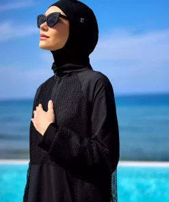 مایو اسلامی پوشیده کامل 1مشکی طرح توری برند Marina کد 1753523106