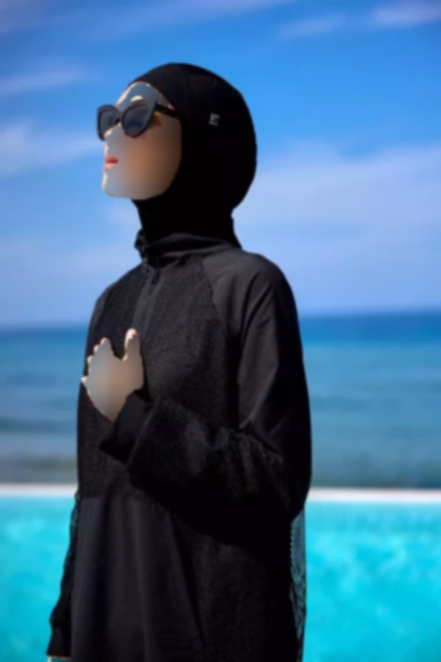 مایو اسلامی پوشیده کامل 1مشکی طرح توری برند Marina کد 1753523106