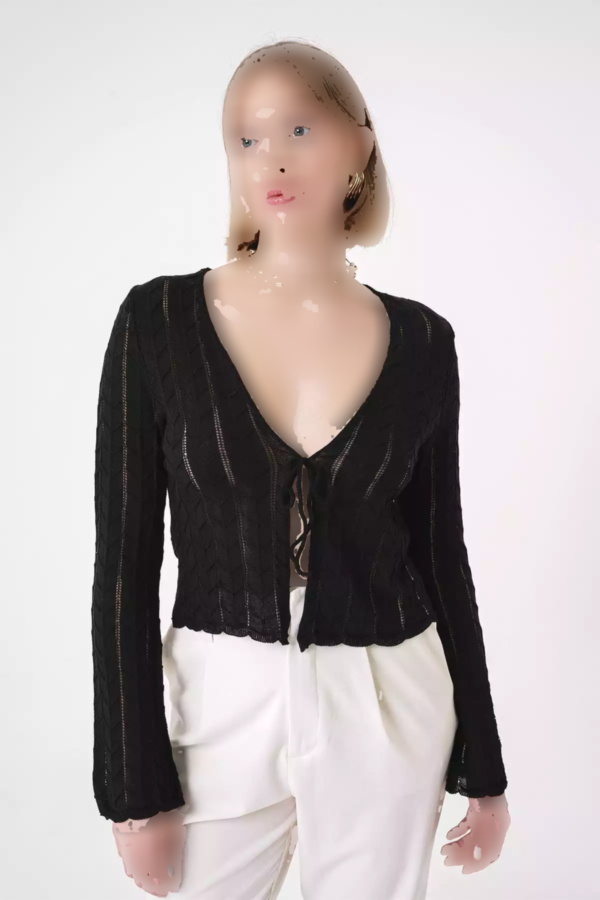 بافتنی طناب گرهدار طرحدار یقه هفت مشکی استاندارد زنانه برند CHUBA کد 1753696267