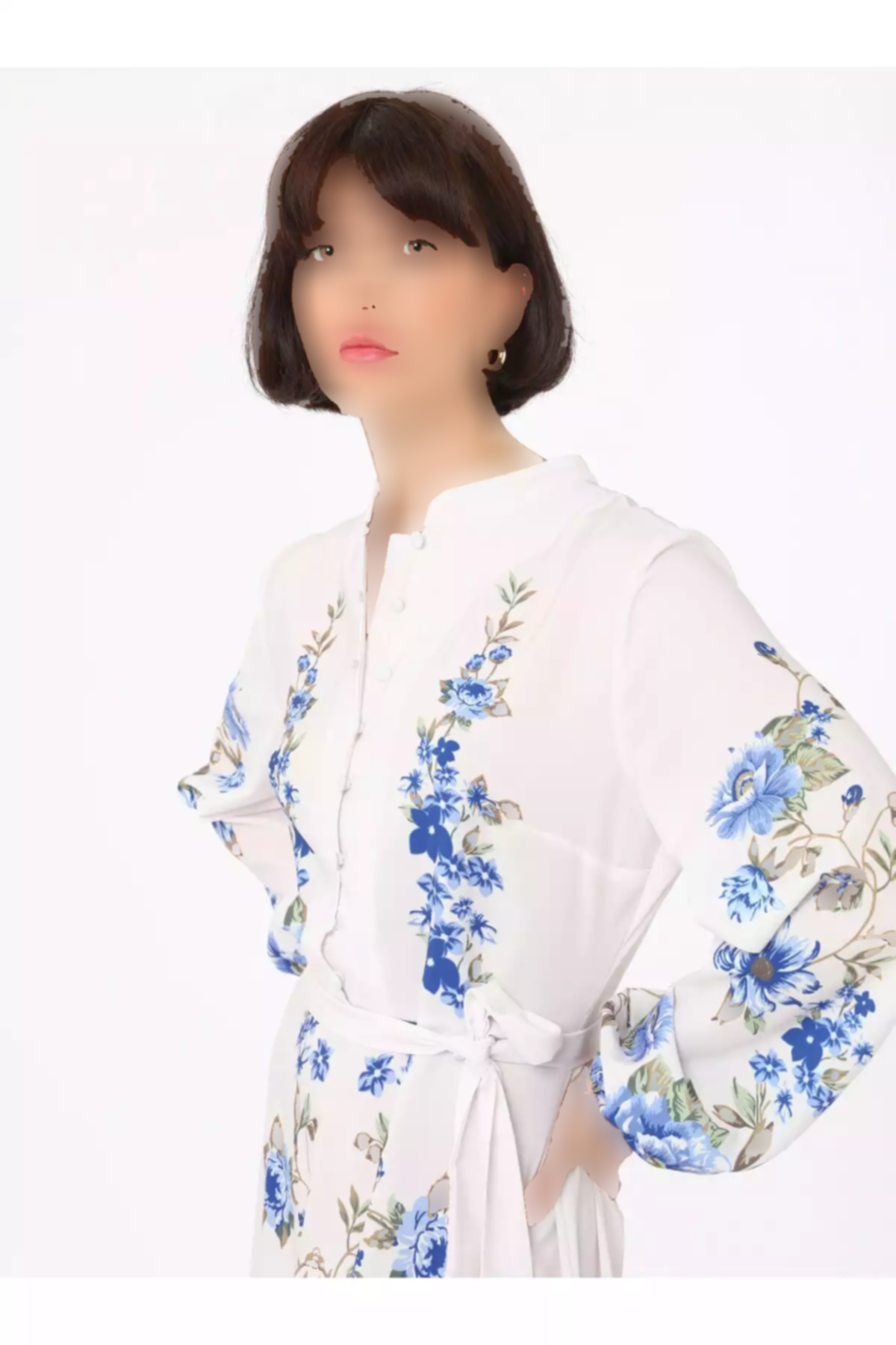 پیراهن یقه طرحدار بژ آبی برند Refka کد 1753726865