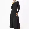 پیراهن پارچه یقه دار گرد رفکا مشکی برند Refka کد 1753361526