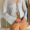 بلوز بافتنی از جلو بسته شدنی آبی استاندارد زنانه برند CHUBA کد 1753699263