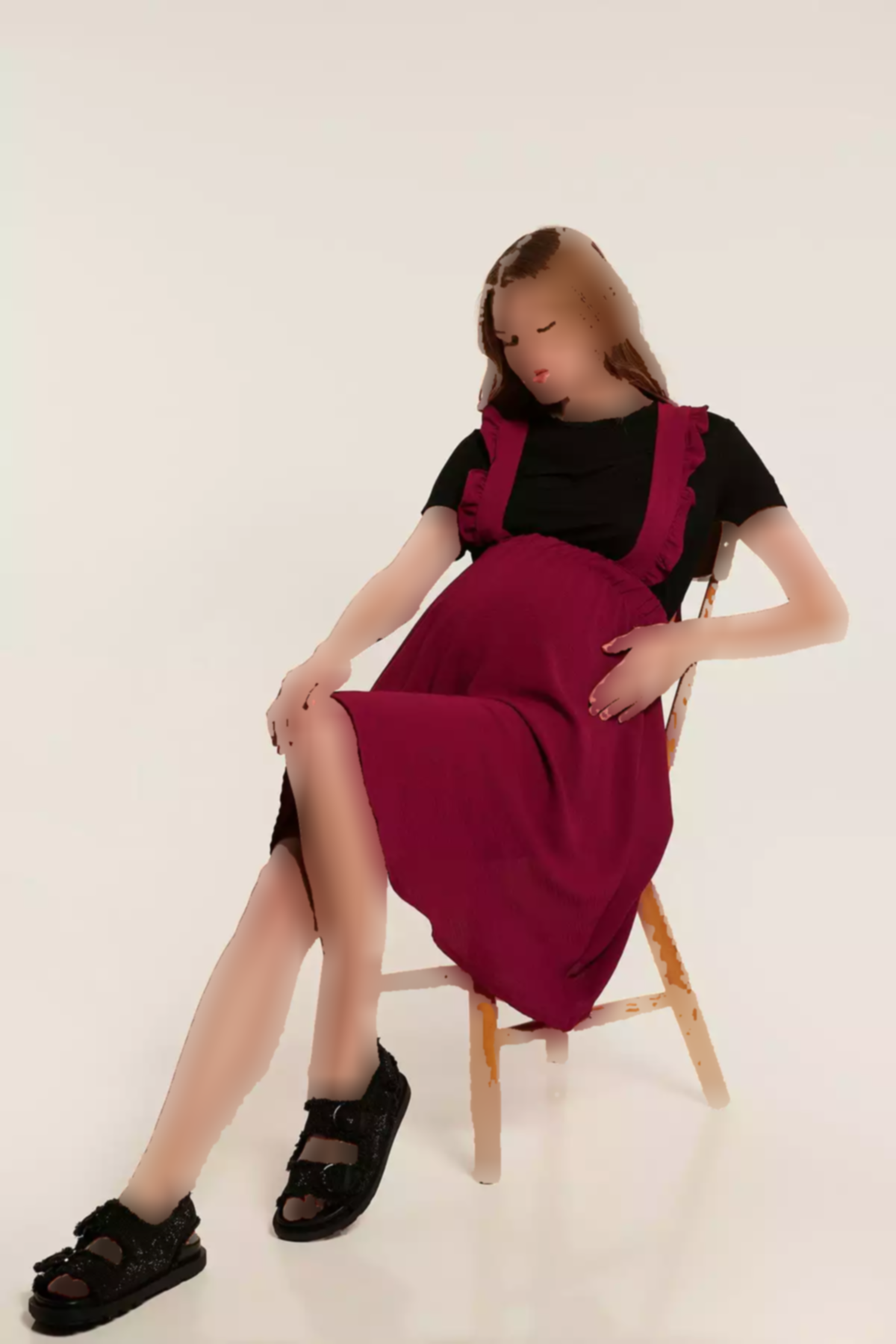 دامن سرهمی آویز راحت چیندار بارداری زرشکی برند Lyn Mama کد 1753846987