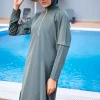 مایو اسلامی پوشیده کامل برگ طرحدار یشمی برند Marina کد 1753525873