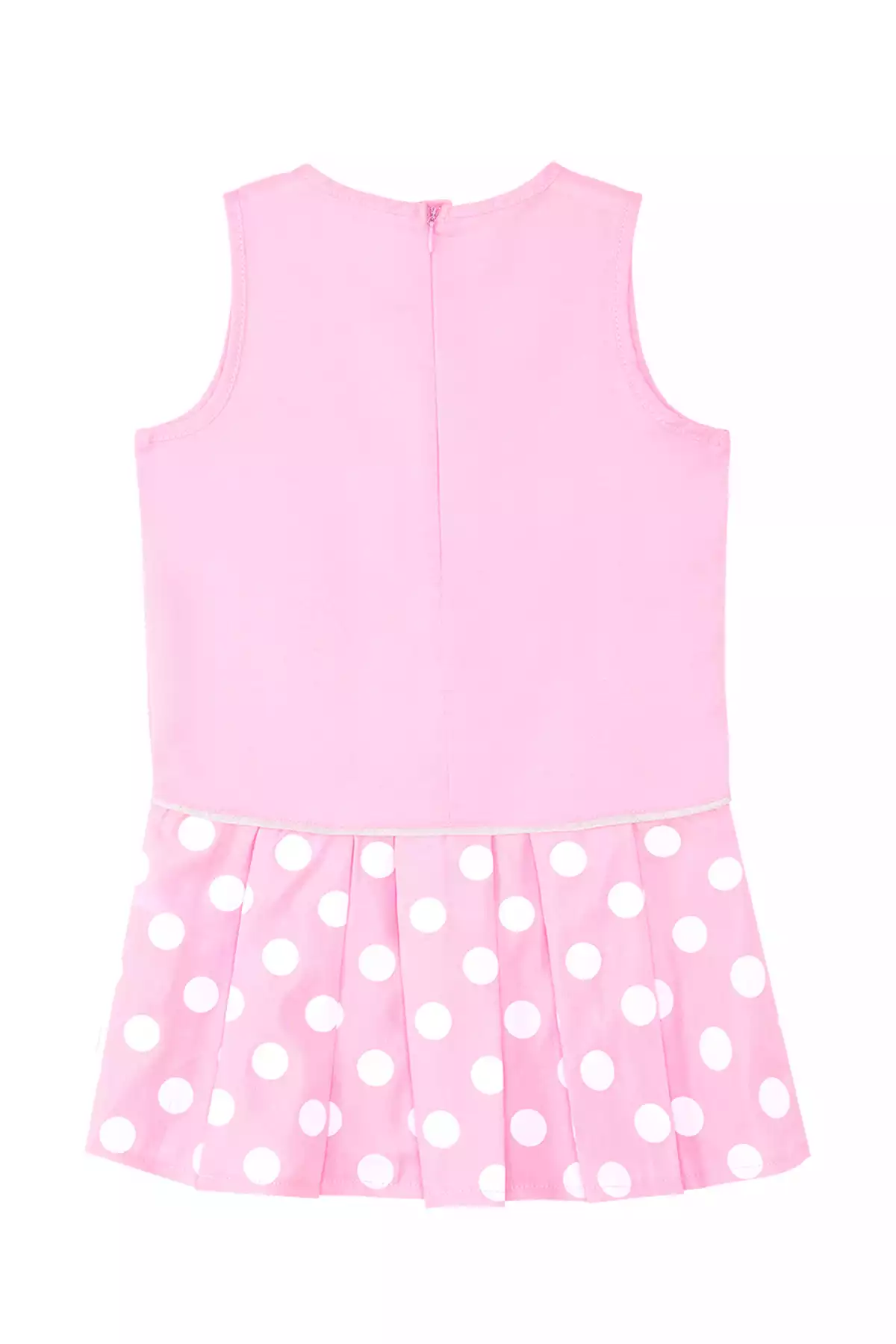 پیراهن خالدار تابستانی بدون آستین صورتی دخترانه برند Denokids کد 1753832522