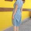 پیراهن کمر کشی ساده گرهدار طرحدار آبی زنانه برند armonika کد 1753591868
