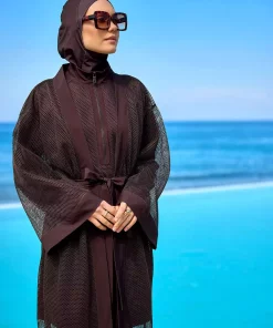 مایو اسلامی پوشیده کیمونو ساحلی توری بروی قهوه‎ای برند Marina کد 1753525869