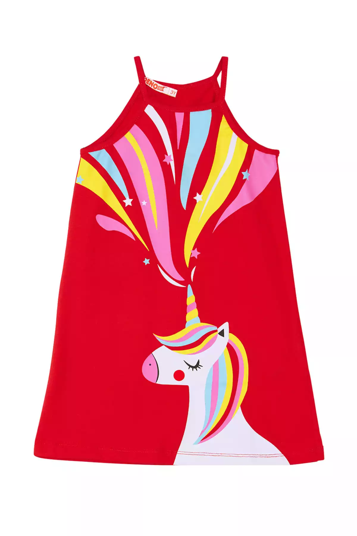 پیراهن تک شاخ تابستانی عشق قرمز بنددار دخترانه برند Denokids کد 1753824665