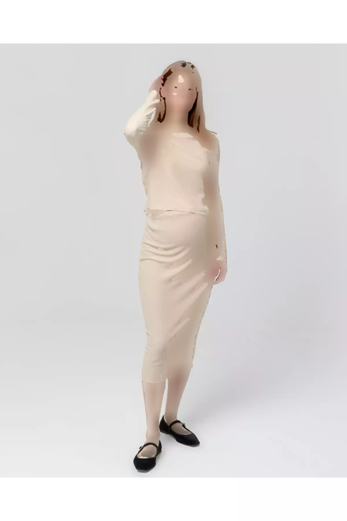 ست پیراهن دو بژ تکه جورج برند Lyn Mama کد 1753854073