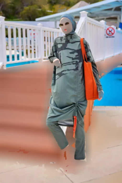 مایو اسلامی پوشیده کامل مخفی یشمی زیپدار برند Marina کد 1753523108