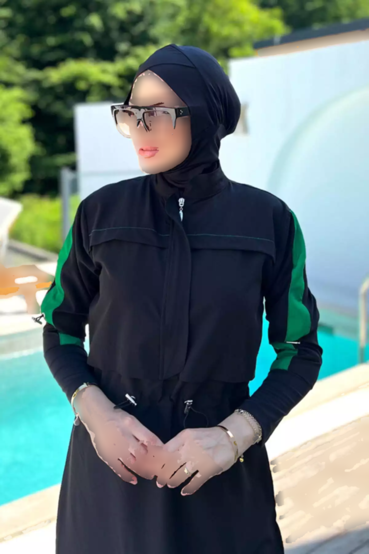 مایو اسلامی پوشیده اسپرت کامل لاکرا 4578مشکی نقره ای برند Remsa Mayo کد 1753763473