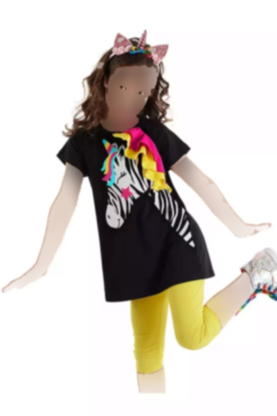 ست تایت تونیک تیشرت تابستانی زرد دخترانه سوخاری مشکی برند Denokids کد 1753823472