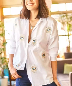 پیراهن چشم بافته شده طرحدار سفید زنانه برند Olalook کد 1753665728