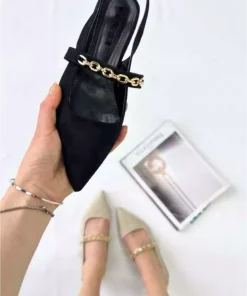کفش عروسکی جیر عقب روشن مشکی برند inizio کد 1753715524