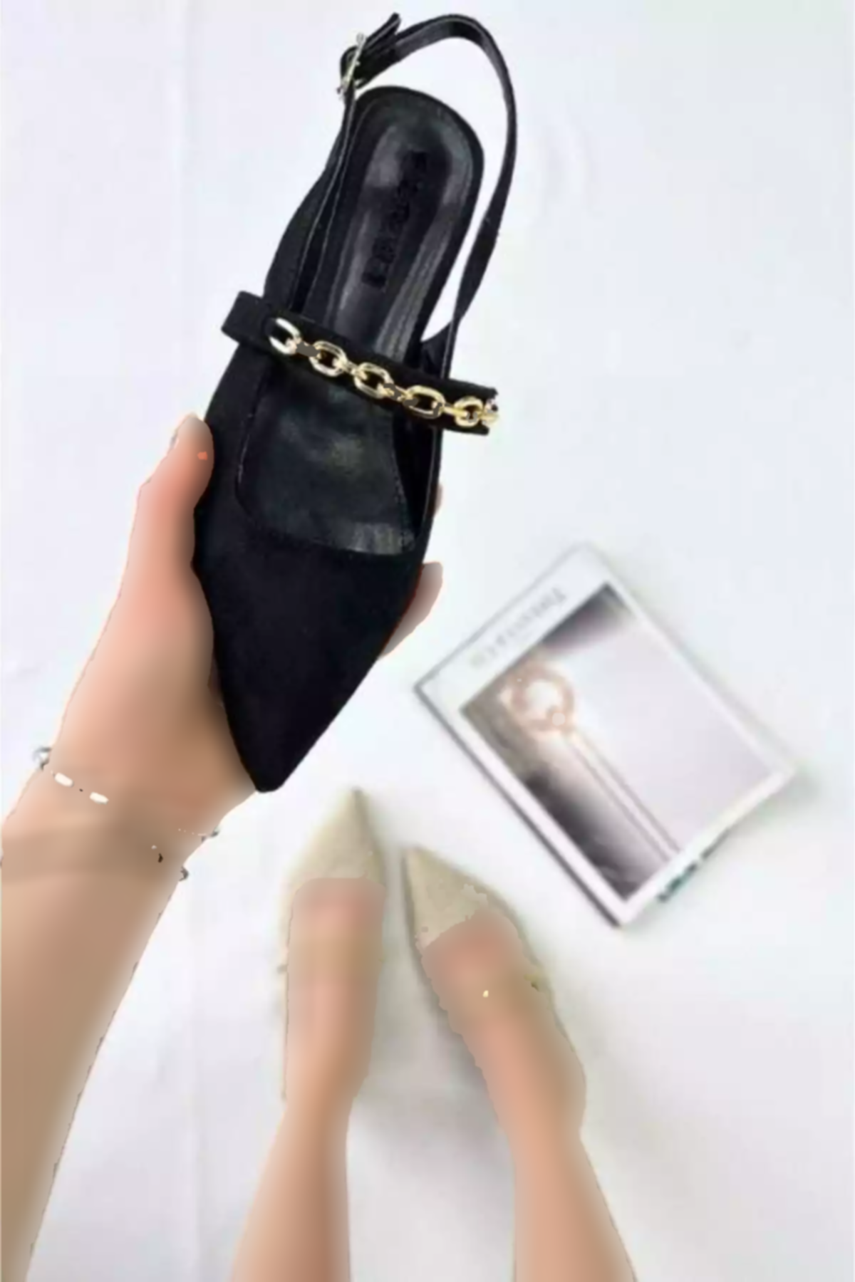 کفش عروسکی جیر عقب روشن مشکی برند inizio کد 1753715524