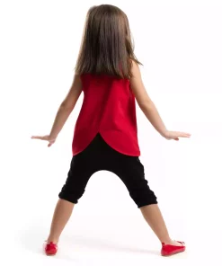 ست شلوارک تیشرت کشی تابستانی راهراه قرمز دخترانه ۰ برند Denokids کد 1753832526