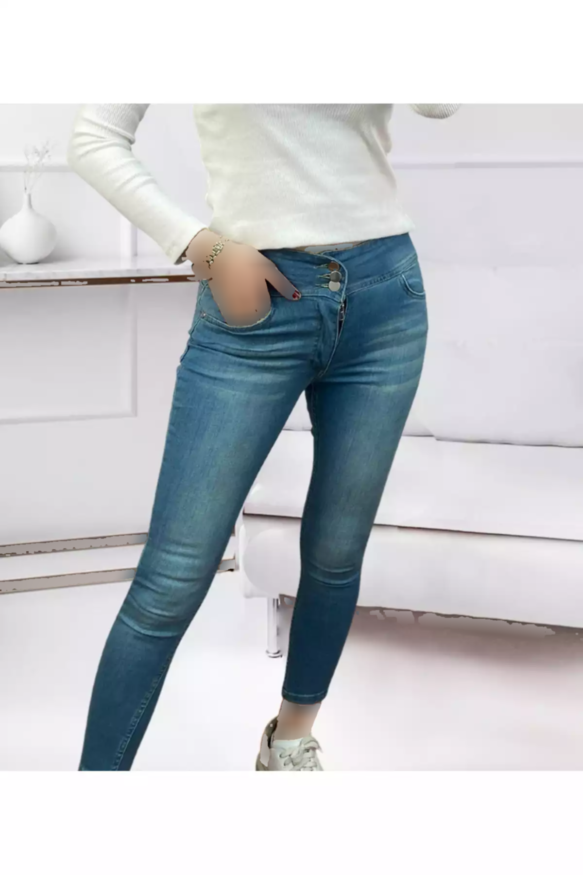 جین لایکرا دور کمر بلند شلوار 90cm برند JANES کد 1753549929