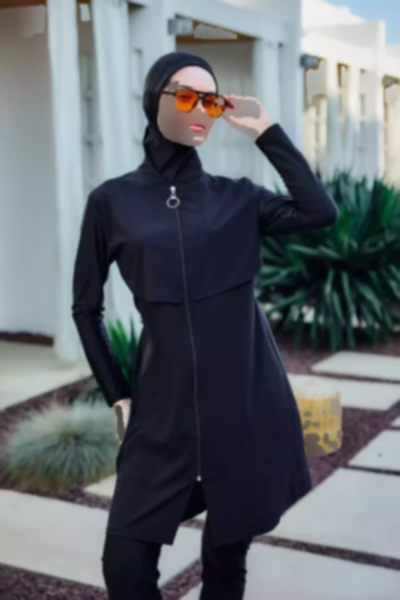 مایو اسلامی پوشیده کامل درب‎دار جلو سبک برند Remsa Mayo کد 1753763469