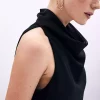 بلوز یقه ساتن مشکی برند Sateen کد 1753365188