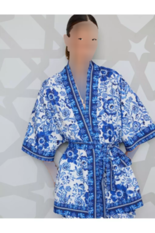 کت کیمونو کمربند‎دار بلند طرح گلدار برند Koton کد 1752763383