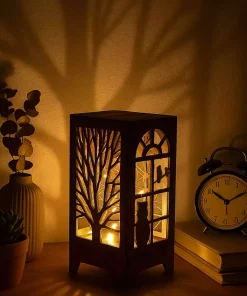 led آباژور باتری دار مطالعه کوچک لامپ برش چوب فرشته طراحی ویژه لیزر برند ALSHOP کد 1753579330