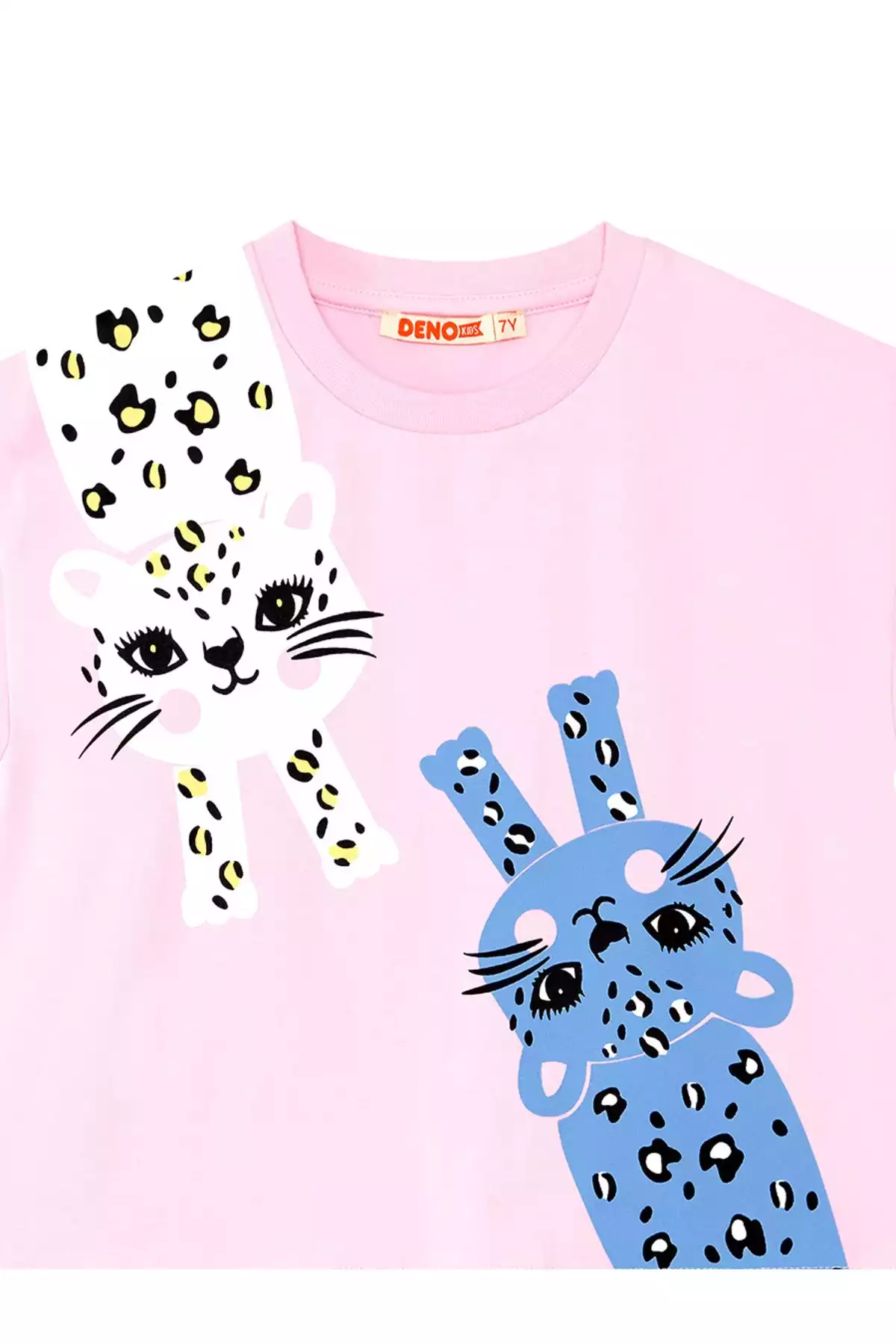 پیراهن پانیه تابستانی چیندار دامن پلنگی صورتی دخترانه برند Denokids کد 1753833070