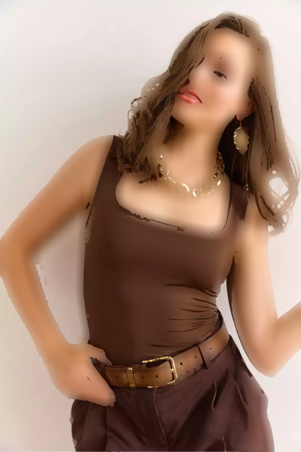 بادی ست یقه گرد قهوهای زنانه برند Olalook کد 1753677666