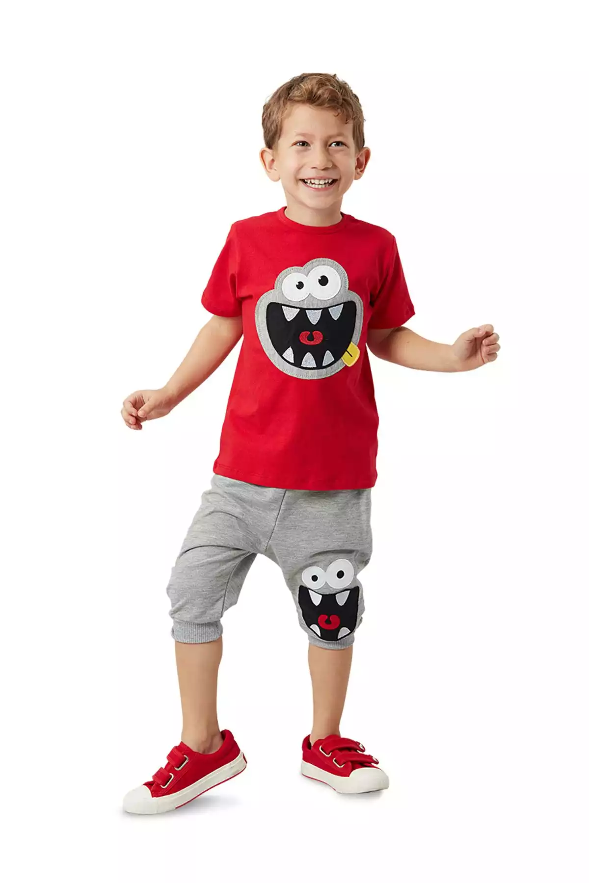 ست شلوارک تیشرت کشی پسرانه خنده برند Denokids کد 1753833071