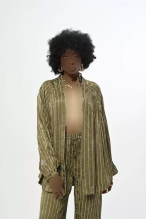 کیمونو برش گشاد طرح‎دار راه‎راه رنگ یشمی زنانه برند Orfeo Negro کد 1753425127