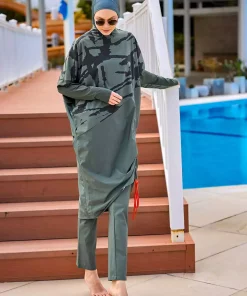 مایو اسلامی پوشیده کامل مخفی یشمی زیپدار برند Marina کد 1753523108