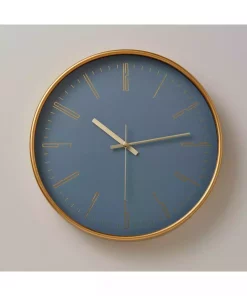 ساعت دیواری آبی طلایی آلبرت سانتی متر برند Linens کد 1753904468