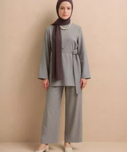 ست دوتایی تونیک طرحدار طوسی رفکا شلوار برند Refka کد 1753361490