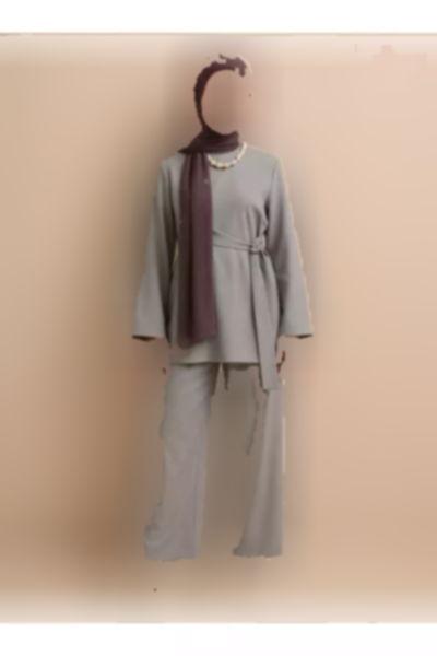 ست دوتایی تونیک طرح‎دار طوسی رفکا شلوار برند Refka کد 1753361490