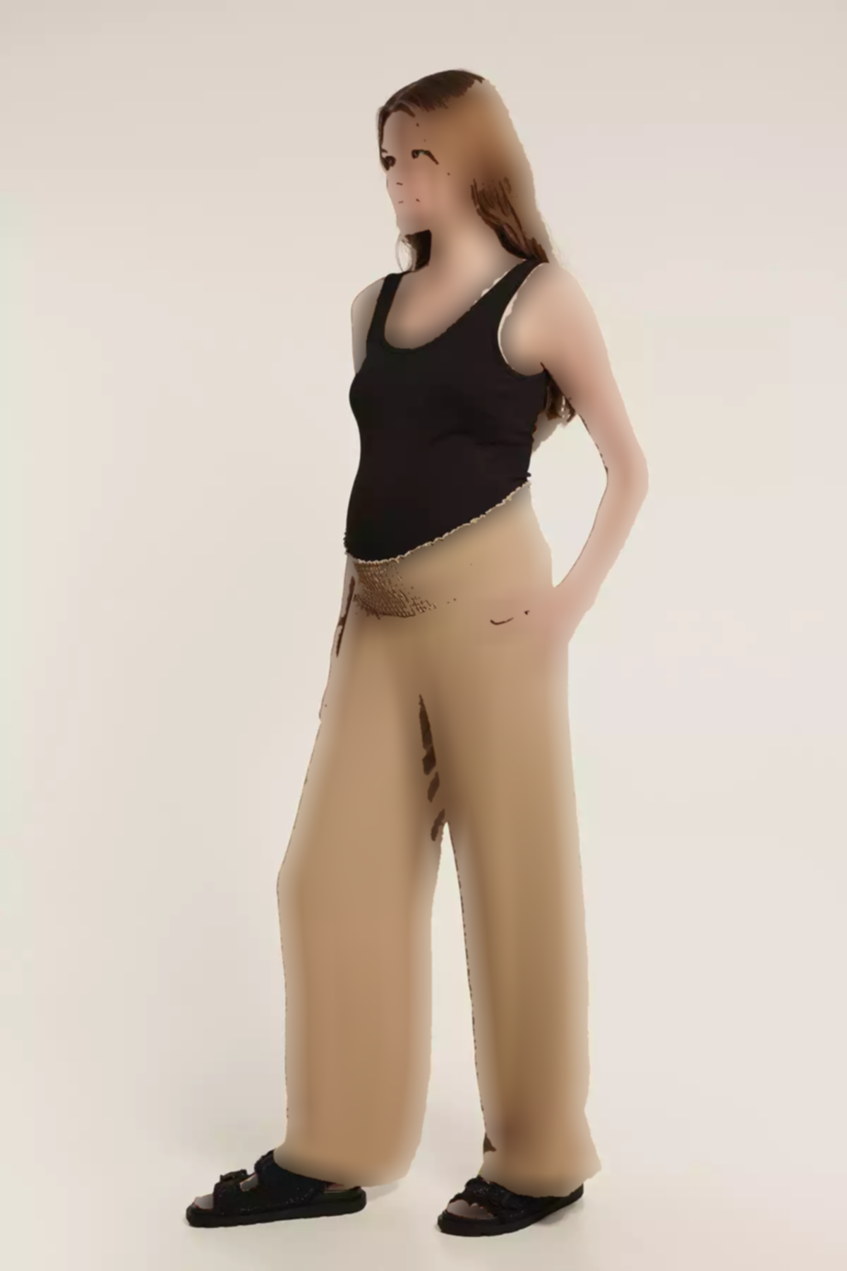 بژ شلوار بارداری کلاغ سیاه برند Lyn Mama کد 1753850472